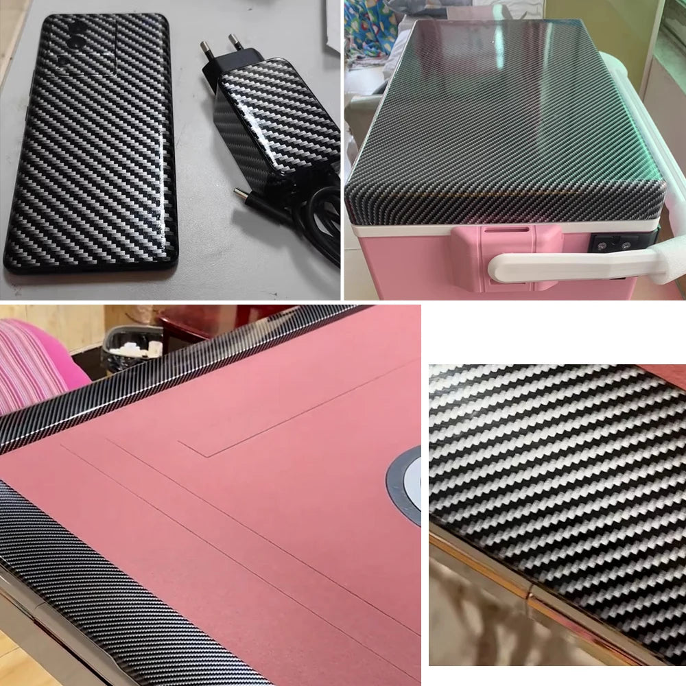 Car Wrap Vinyl Film 2D Glossy Carbon Fiber Sticker Anti-Scratch Black Color Change Film Bubble Free Decal for Car Accessories