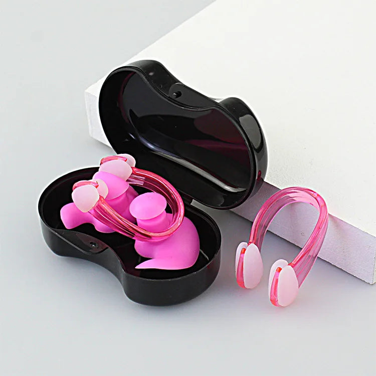 Swimming nose clip earplug set silicone environmentally friendly nose clip earplugs children adult beginners swimming supplies