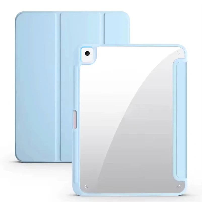 Flip Tablet Cover For iPad 10.2 inch 7th 8th 9th Gen 2019/2020/2021 Air 3 2019 Pro 10.5 inch Acylic Back Case With Pencil Holder