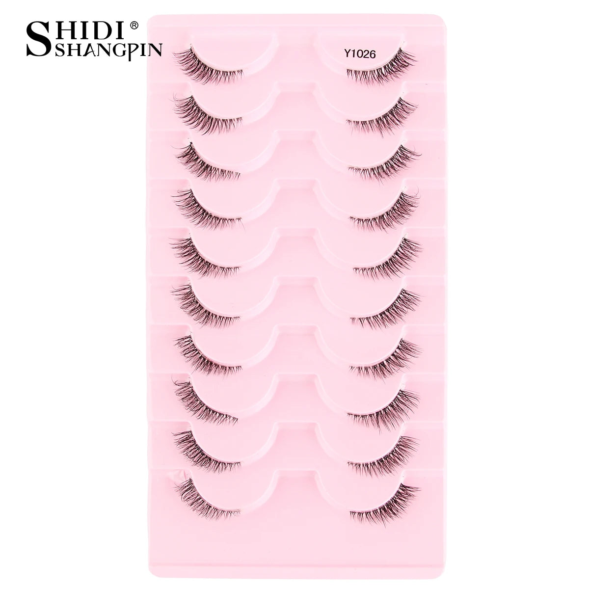 3/5/10Pairs Half False Lashes Natural Short 3D Cat Fake Mink Eyelashes Extension Winged Fluffy Wispy Faux Cils Clear Band Makeup