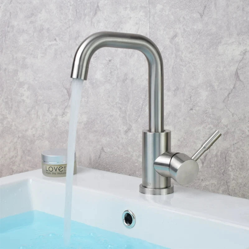 Black Nickel Bathroom Basin Faucet 304 Stainless Steel Hot Cold Wash Mixer Crane Tap 360 Rotation Sink Faucets Single Handle