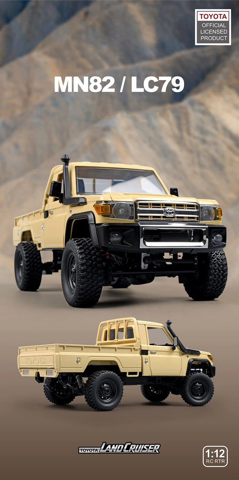 ZWN 1:12/1:16 Retro Rc Car With LED Lights Full-scale Simulation Vehicle Professional 4WD Remote Control Pickup Truck Model Toys