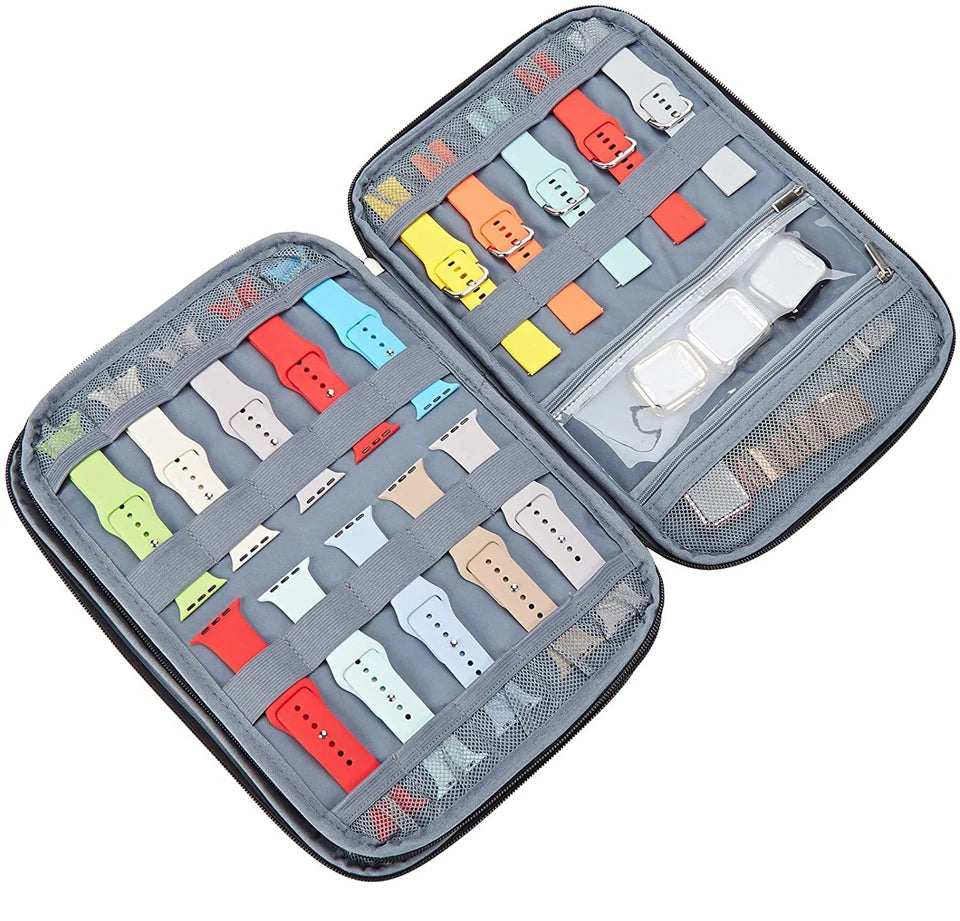 Watch Band Organizer - Watch Straps Holder Carrying Case Storage Bag Travel Pouch for Women Men Most Sizes of Watch Bands
