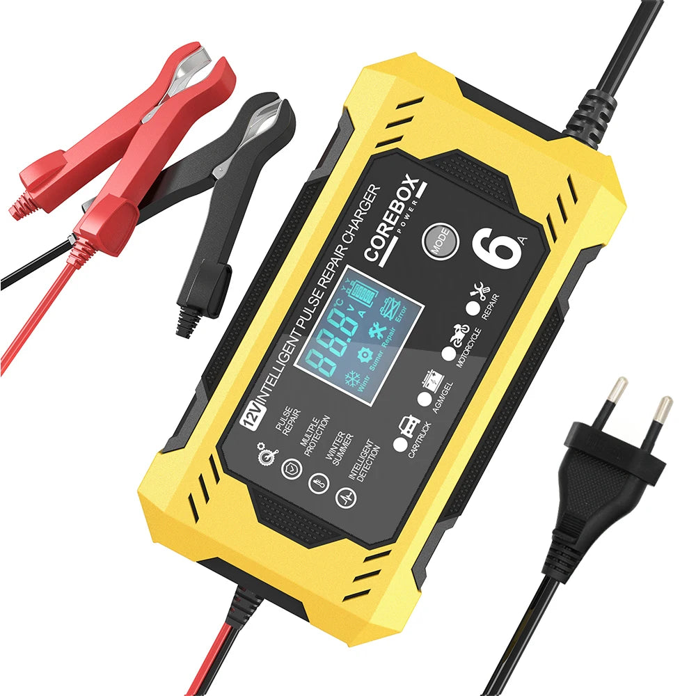 6A 12V Automotive Battery Charger Car and Motorcycle Battery Charging Devices Intelligent Maintenance of Lead Acid Battery