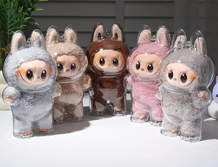Labubu Transparent Protective Cover Stuffed Toys Cover Labubu I II Doll Display Bag Mini Portable Storage Box
