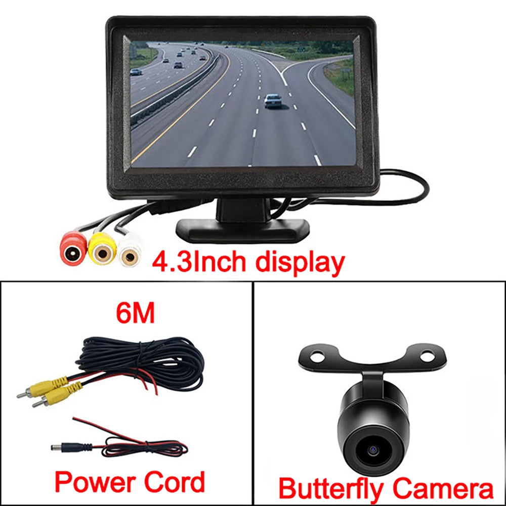 Easy Installation 4.3Inch Rear View Camera Monitor Screen Reversing Camera for Car Parking Parking System Camera for Vehicle