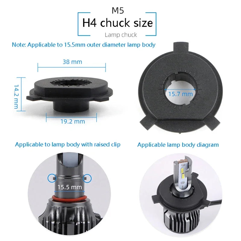 1Pcs Car LED Headlight Bulb Base Adapter Socket Holder 9006-HB4/9005-HB3/H11/H7/H4/H3/H1 Head Lamp Retainer Holder Clips
