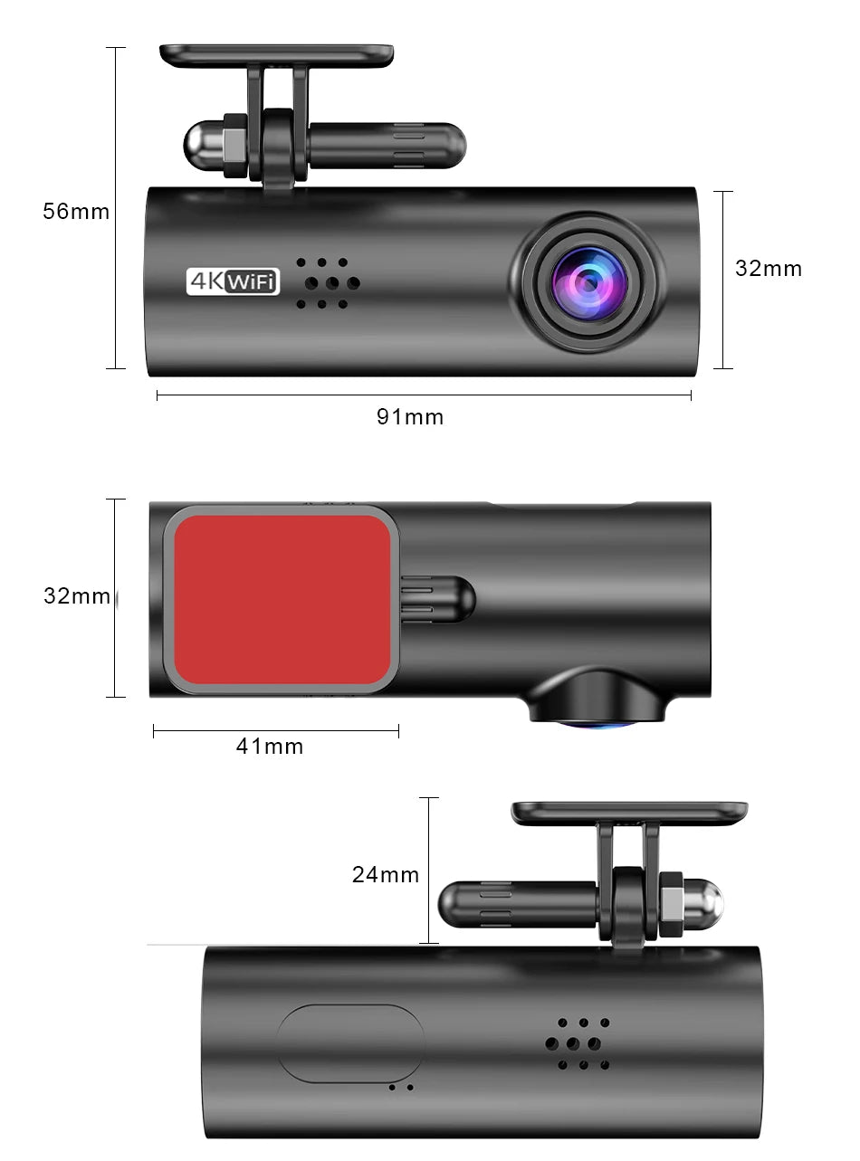 E-ACE 4K UHD WIFI Mini Dash Cam Car Dvr Video Recorder With APP Control Night Vision 24H Parking Camera Monitor Car Accessories