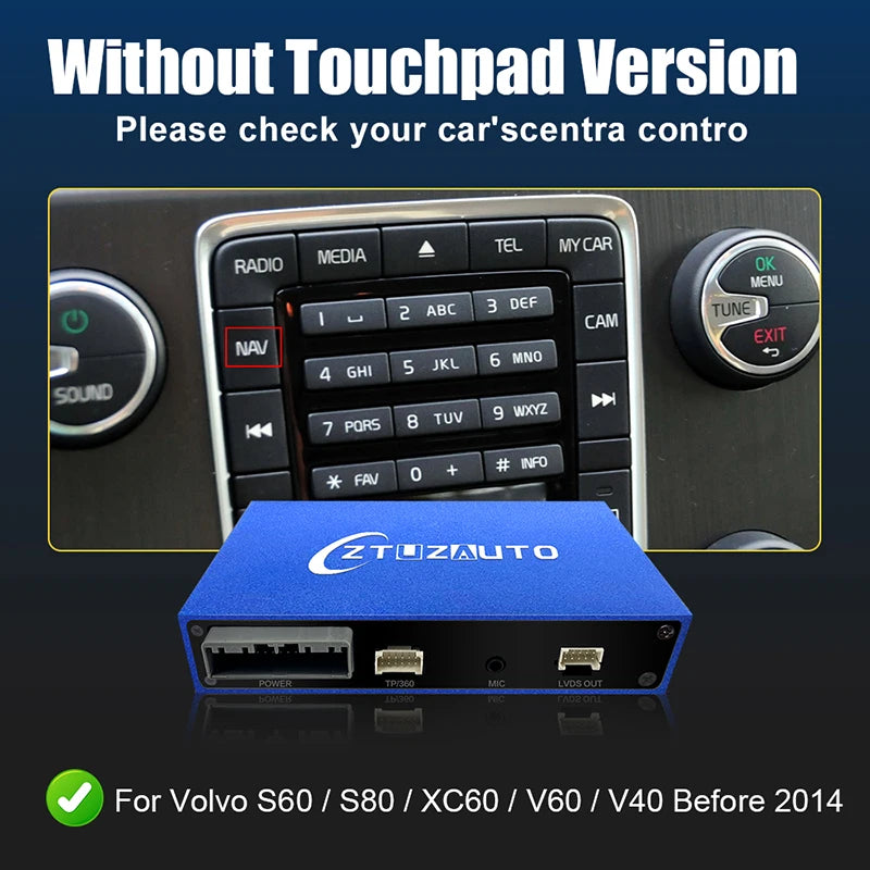 Wireless CarPlay Android Auto Box 5G Upgrade Version For Volvo V40 V60 XC60 S60 V70 XC70 S80 2010-2014 OEM Microphone Accessorie
