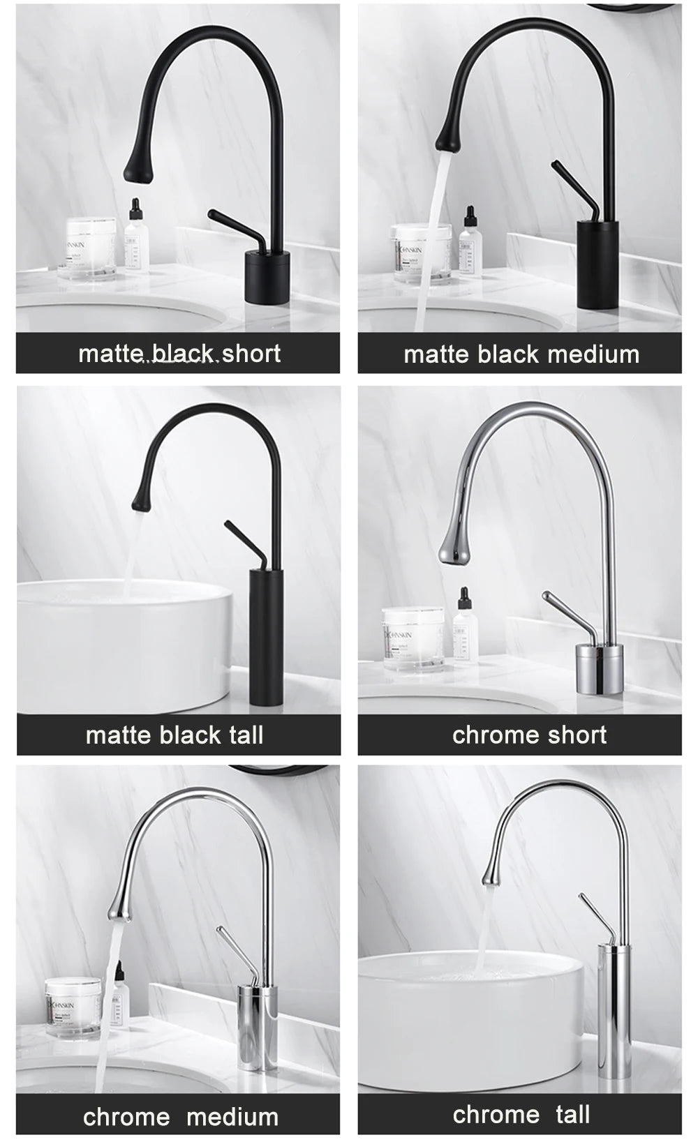 Modern Basin Faucet Brushed Gold Black Silver Faucet Deck Mounted Basin Sink Tap Mixer Hot & Cold Brass Tap for Bathroom