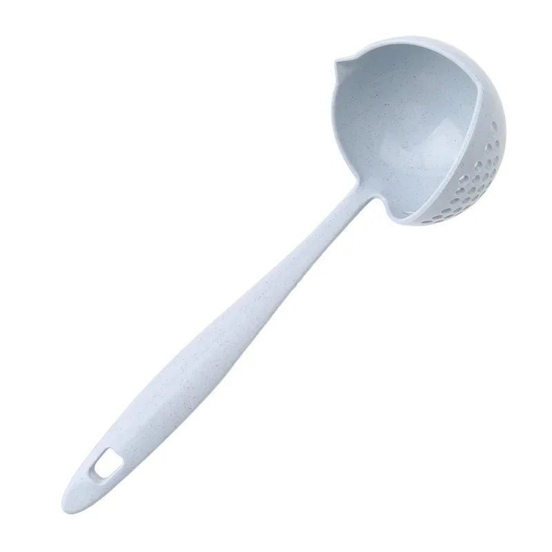 2 In 1 Creative Wheat Straw Soup Spoon Long Handle Lovely Porridge Spoons With Filter Dinnerware Kitchen Colander Tools