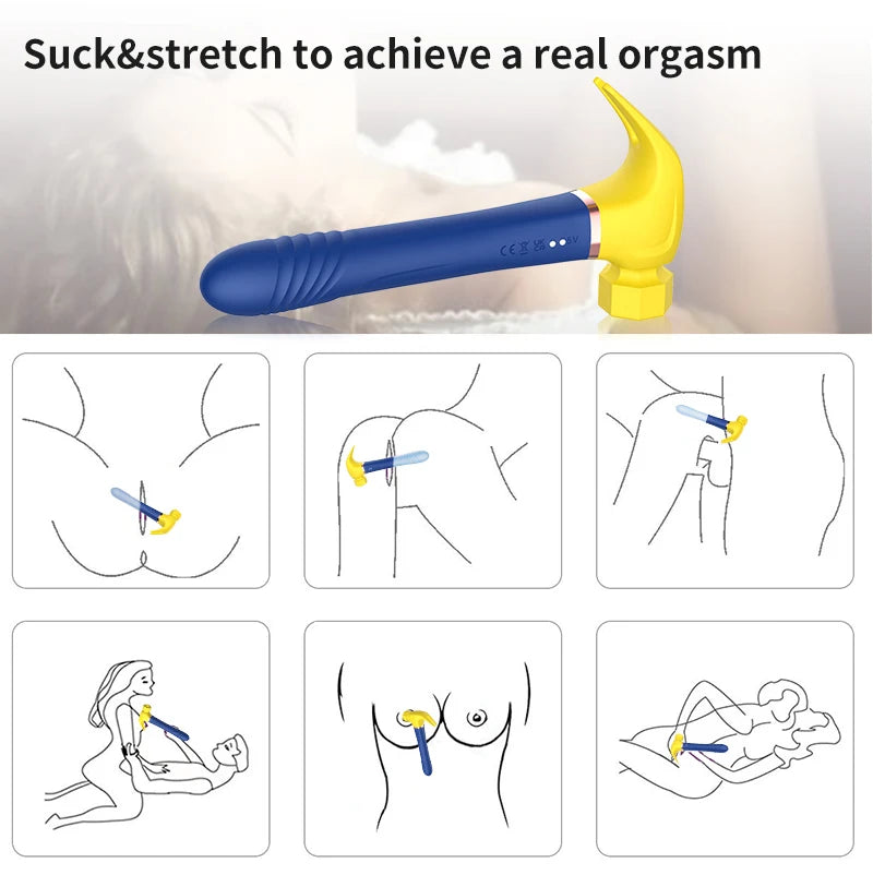 Hammer Vibrator Multifunctional Sex Machine G Spot Stimulation Telescopic Dildo Vaginal Massage Clit Sucking Female Masturbator