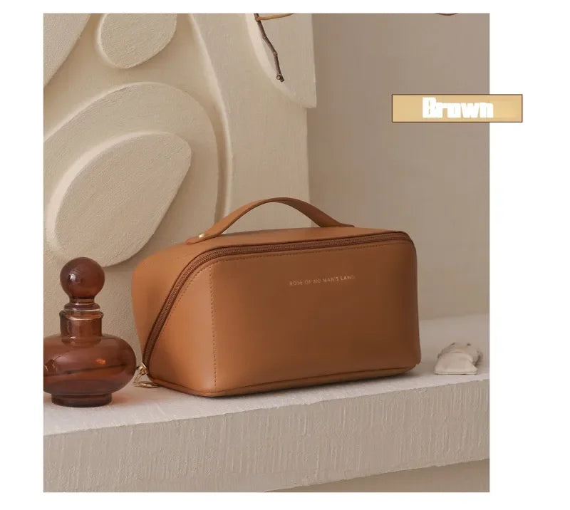 Large Pu Leather Travel Cosmetic Bag for Women Cosmetic Organizer High-capacity Makeup Bag Storage Pouch For Female Makeup Box