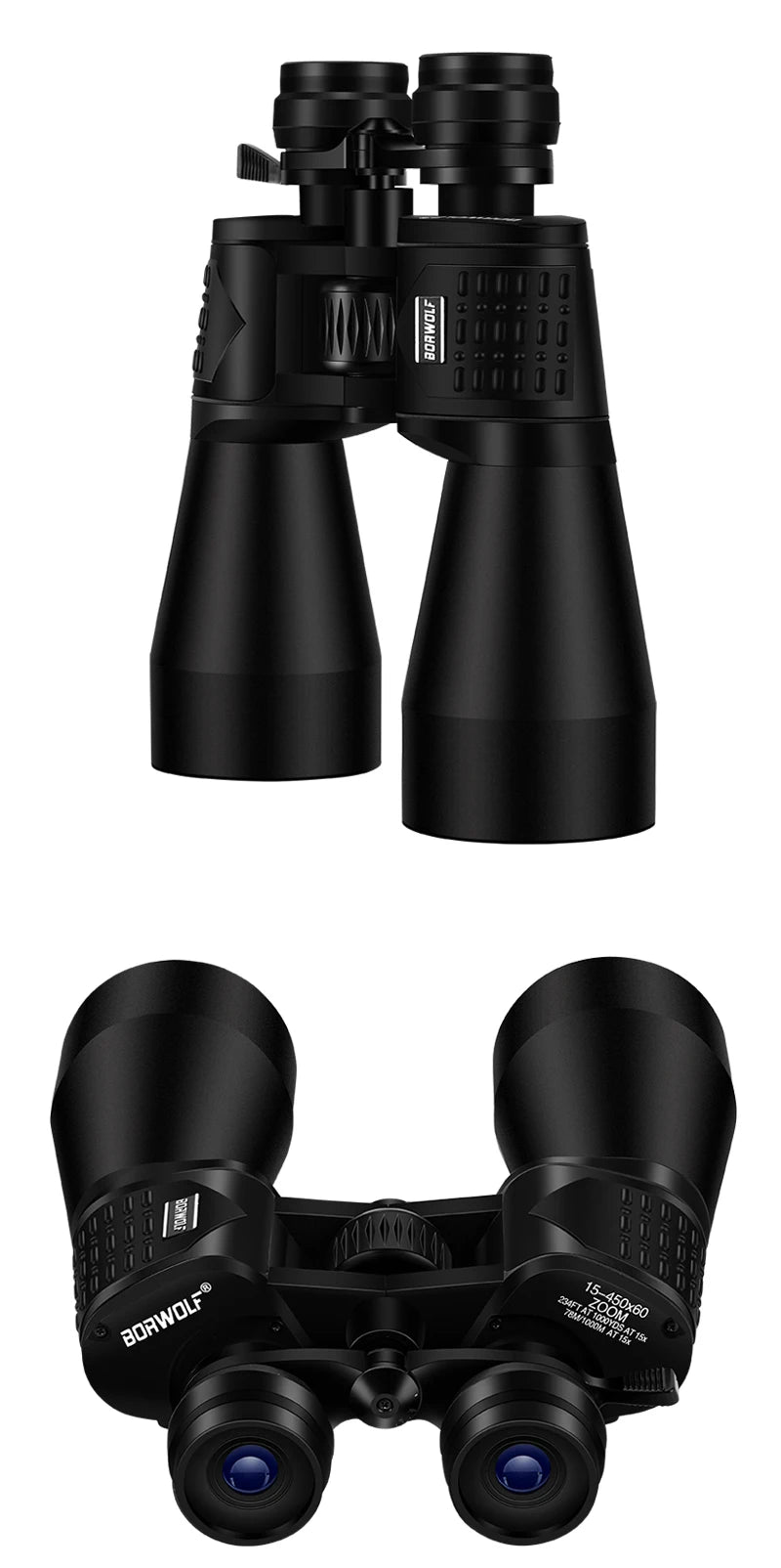 BORWOLF 15-450X60 Binoculars Telescope HD Light Night Vision Bak4 Prism Professional Zoom Powerful for Hunting Bird Watching