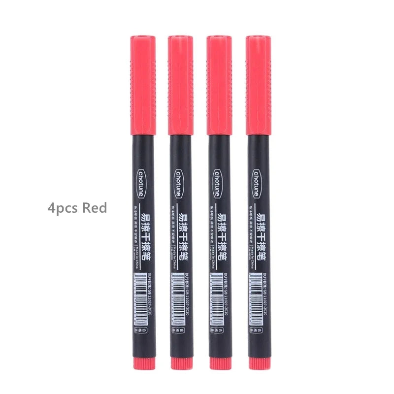 8pcs Erasable Whiteboard Pen 0.5mm Fine Point Black/Blue/Red Ink Blackboard Marker School Office Art Writing Stationery