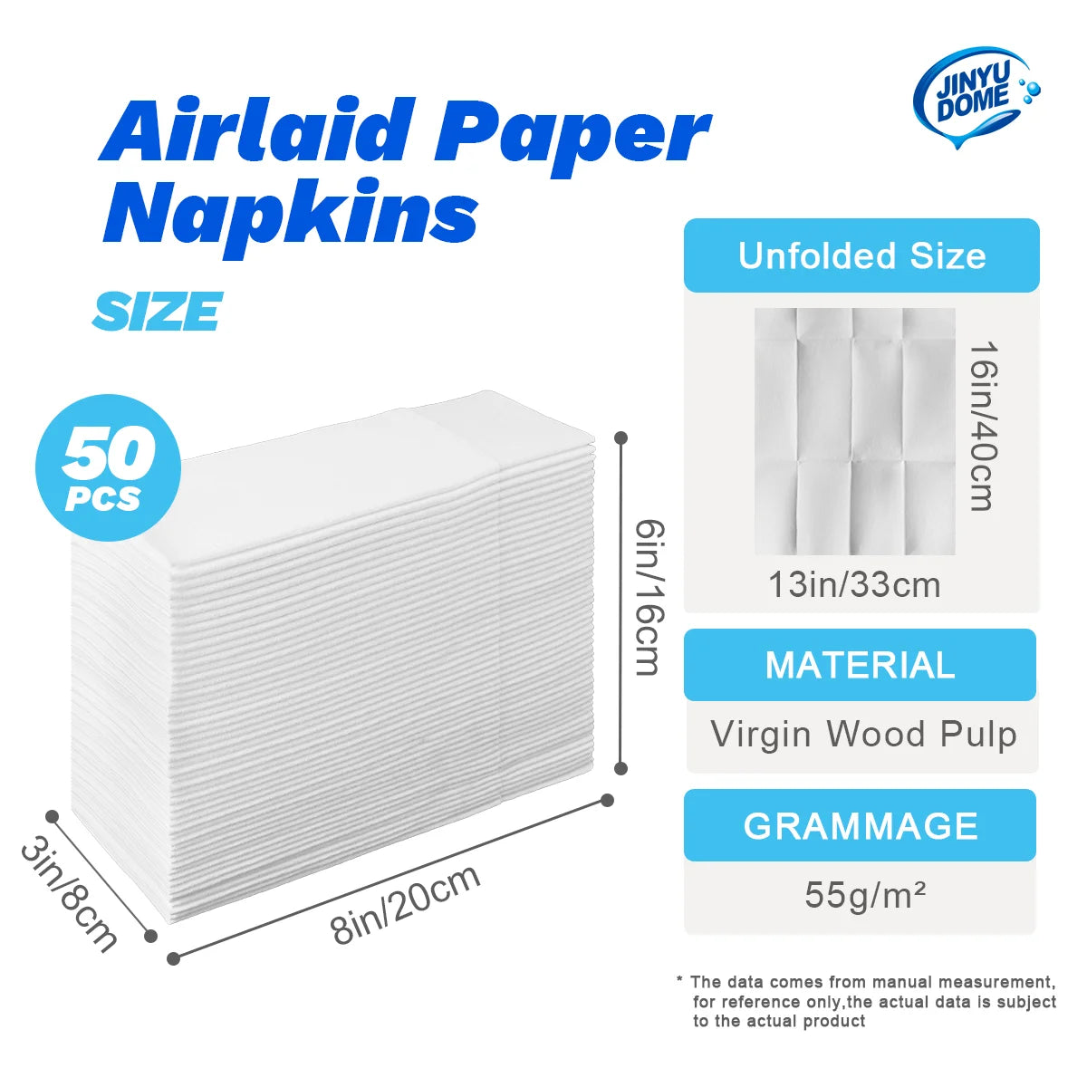White Disposable Built-in Flatware Pocket Napkins,13x15.75inch,50PCS.Prefoled Eco-Friendly for Silverware,Wedding, Party,Events