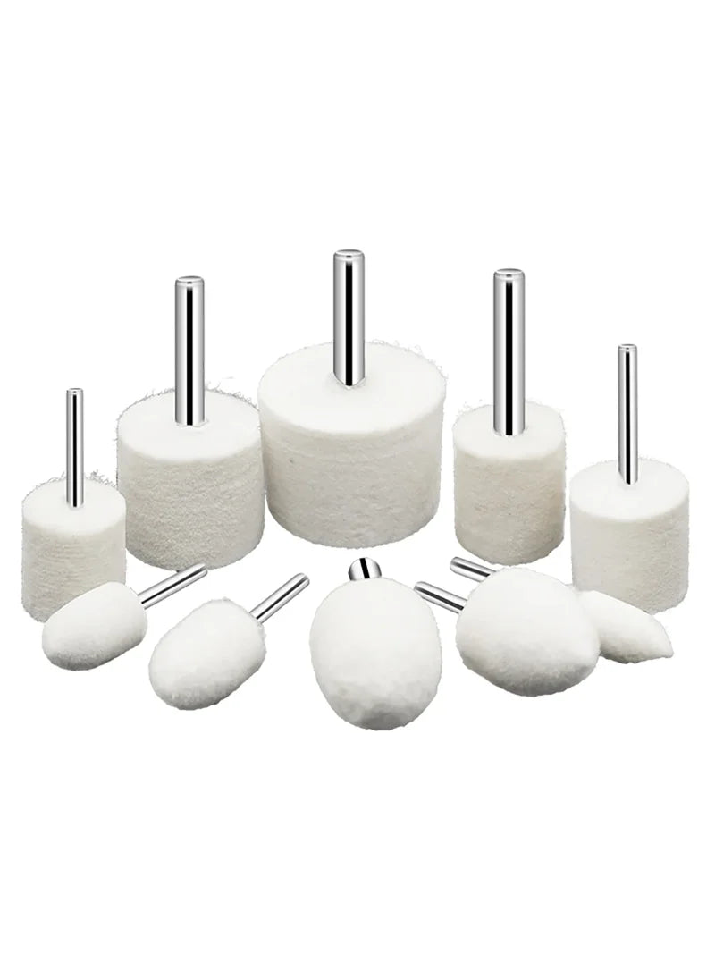 5/6PCS O.D 3-12mm Wool Felt Polishing Wheel Grinding Head Suitable for Dremel Drill Bit Rotation Tool 2.35mm Handle