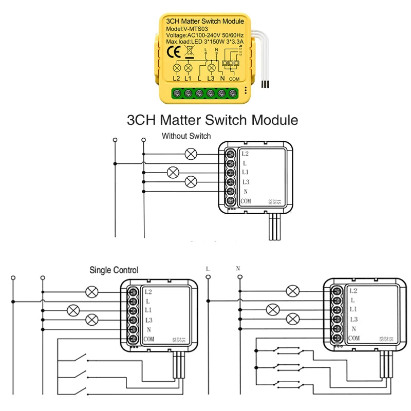 Matter WiFi Smart Switch Module Relay Circuit Breaker Smart Home Automation Collaborates with Homekit/Alexa/Google/smartTings
