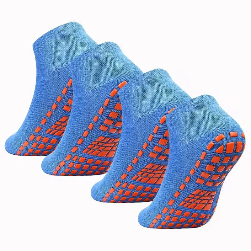 4 Pairs of Pure Cotton Yoga Socks Fitness Pilates Women's Socks Silicone Anti Slip and Wear-Resistant Foot Massage Ankle Socks