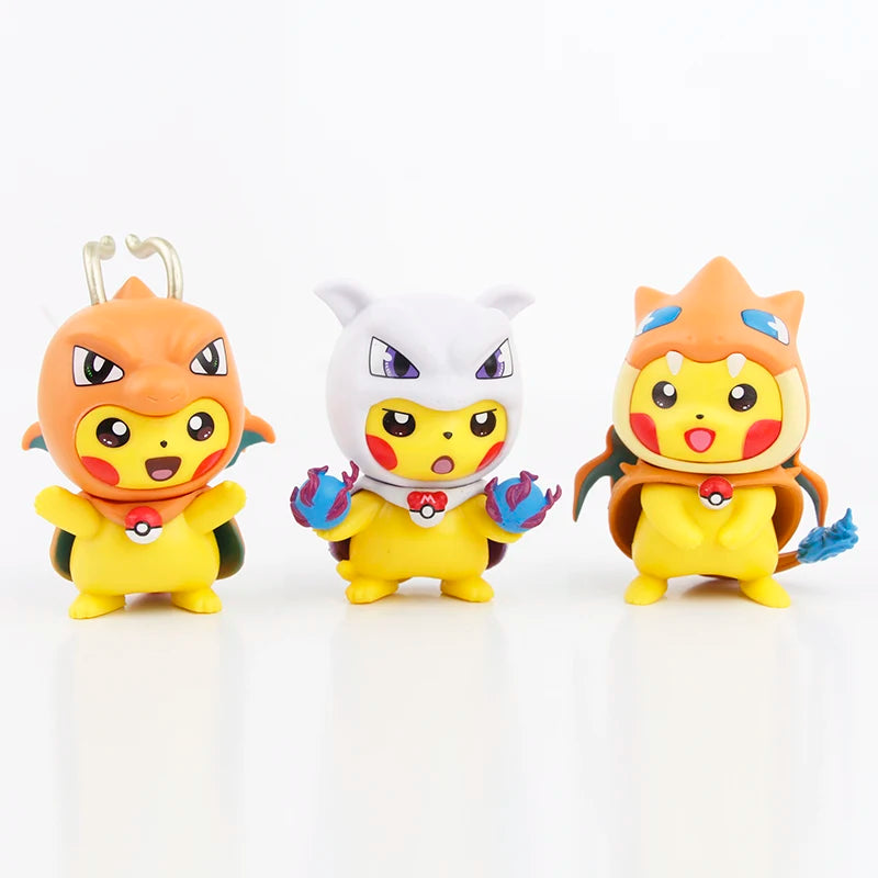 New 6pcs/set Pokemon Pikachu as Charizard Mew  Figure Toys 7cm