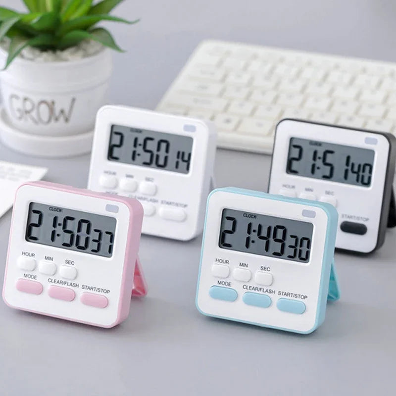 Portable Mini Digital Clock with Flashing Light Timer Cooking Kitchen Sport Study Game with Magnetic Countdown Alarm Clock 2023