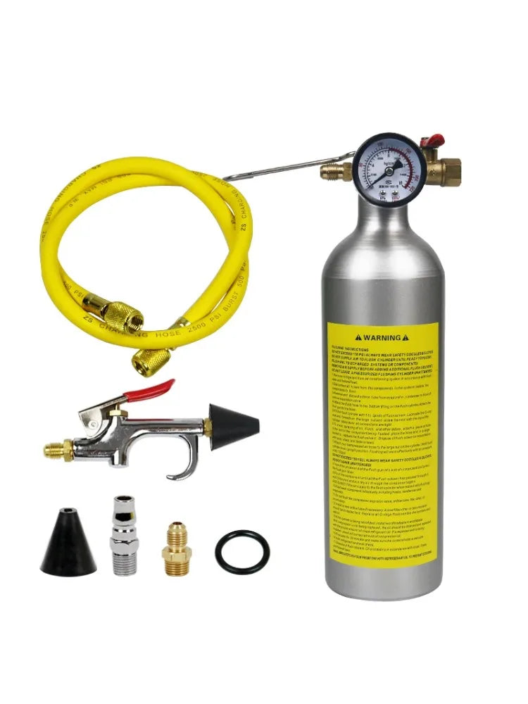 Automotive A/C System Pipeline Flushing Tool Set Car Air Conditioning Pipe Cleaning Bottle for Aluminum Alloy Material