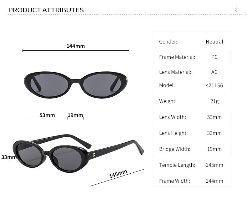New Women's Retro Oval Sunglasses Black Small Frame Fashion Brand Trendy Hot Points Sun Glasses Female Lady Goggle UV400