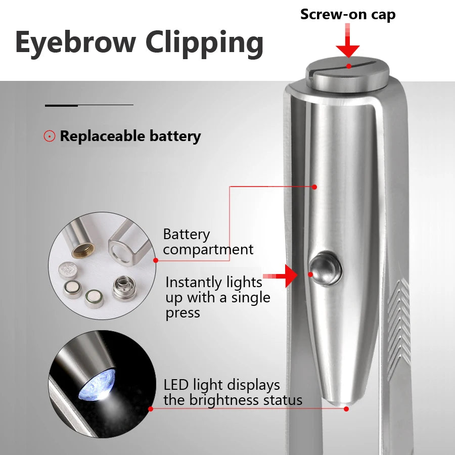 LED Lighted Eyebrow Tweezers, Precise and Illuminated Beauty Tool for Brow Shaping