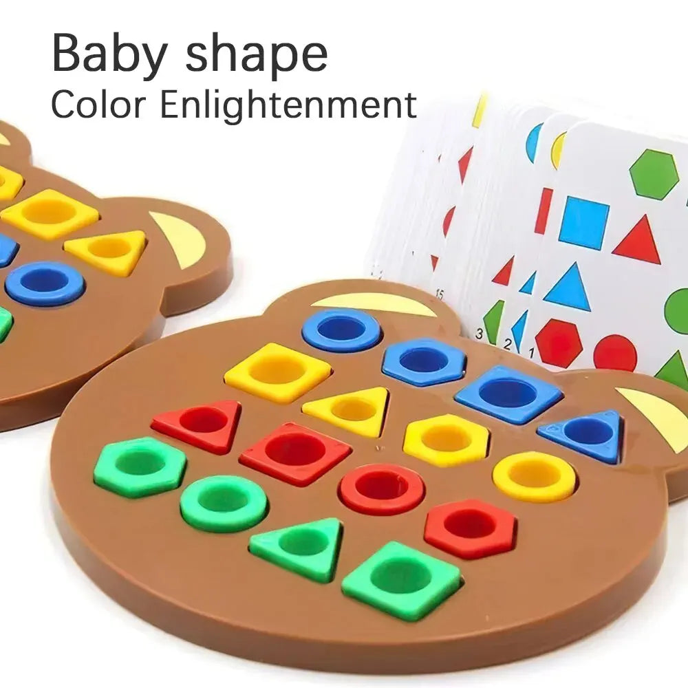 Bear Geometry Matching Puzzle Montessori Educational Building Blocks Parent-child Interactive Battle Board Game Toys