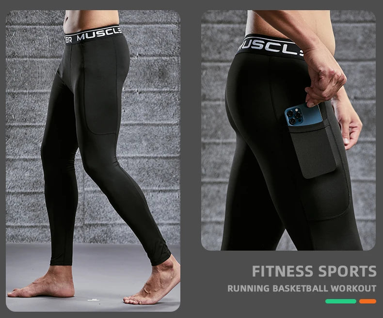 Gym Mens Fitness Running Sport Pants Athletics Tight Leggings Joggings Skinny Yoga Compression Trousers Lycra Sweatpants Dry Fit