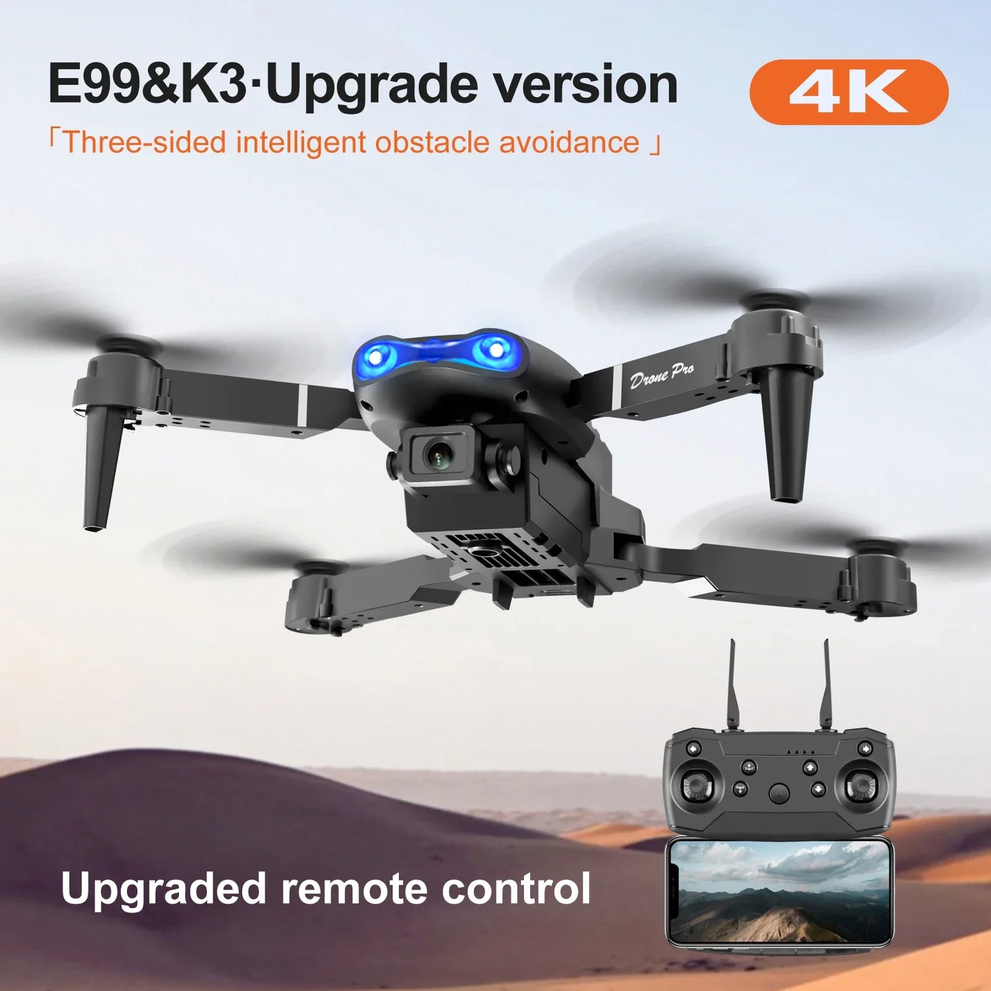 New E99Pro RC Drone 4K Professinal With Wide Angle Dual HD Camera Foldable RC Helicopter 5G WIFI FPV Height Hold Apron Sell