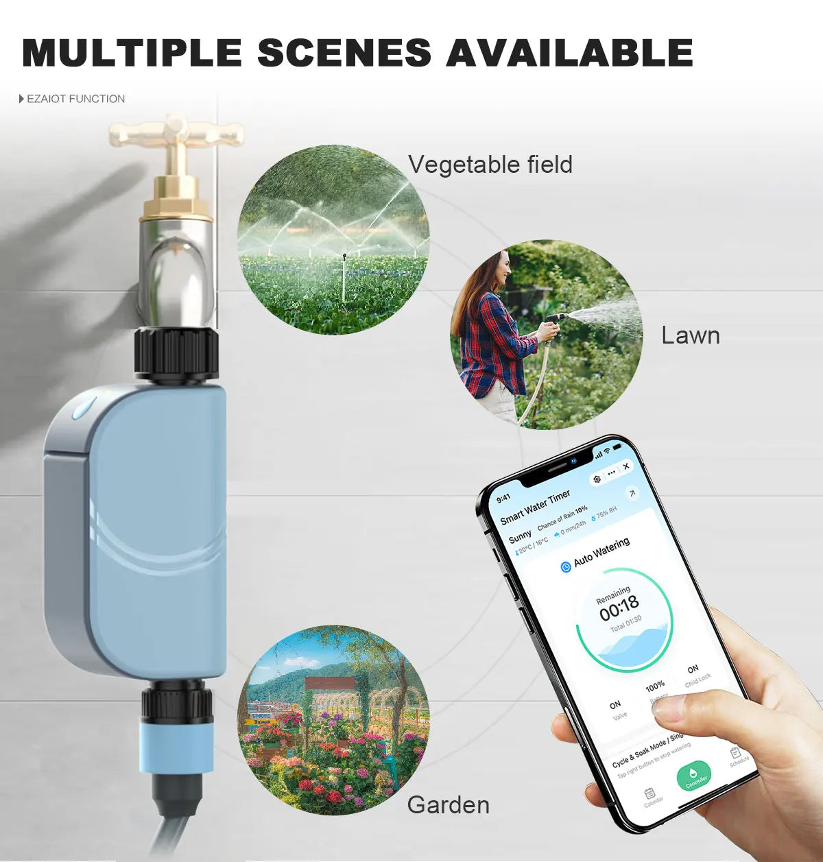Smart Tuya WIFI Garden Watering Timer Automatic Sprinkle Water Timer Valve Outdoor Irrigation Watering System Alexa Google Home