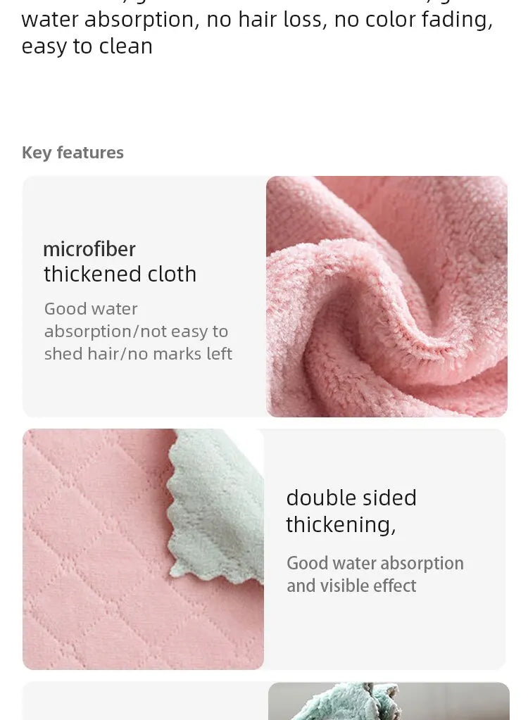 10/20pcs Dishwashing Cloth Kitchen Cleaning Wipes Household Multipurpose Absorbent Nonstick Oil Fiber Cleaning Cloth