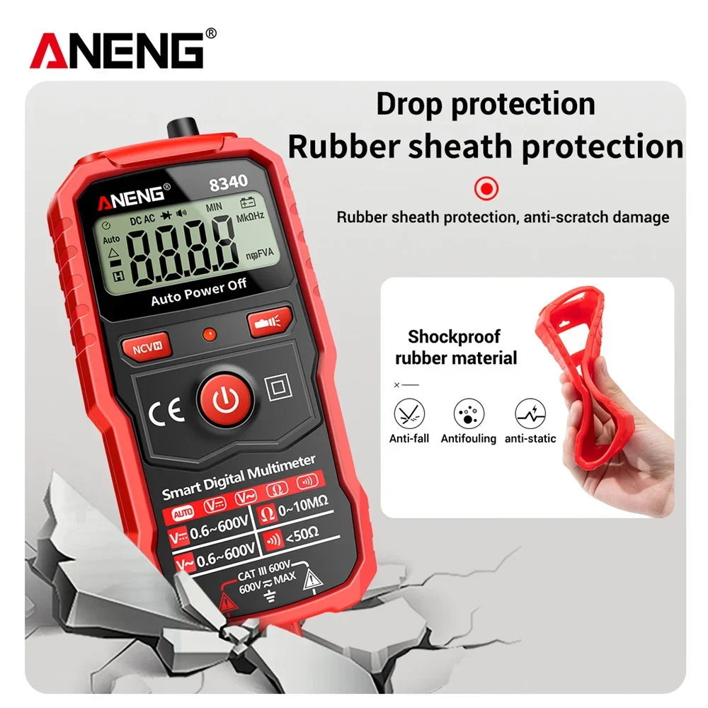 Digital Multimeter Anti-Burn Tester ANENG 8340 Intelligent  1999 CountsAC/DC Voltage Voltmeter Ohm Meter Resistance NCV  tools