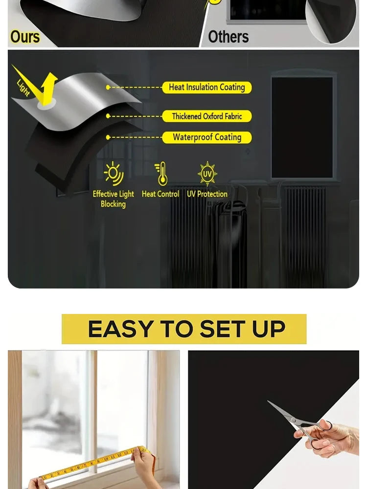 1pcs Plain Curtain, Simple Polyester Blackout Curtain For Home Decor Portable Foldable Travel Curtains, UV Protection, Room