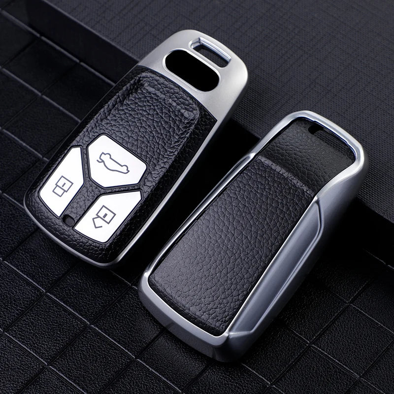 Leather TPU Car Smart Key Case Protective Cover Shell Fob Bag Holder Keychain For Audi A4L A4 A5 S5 8S B9 Q5 Q7 TT TTS TFSI