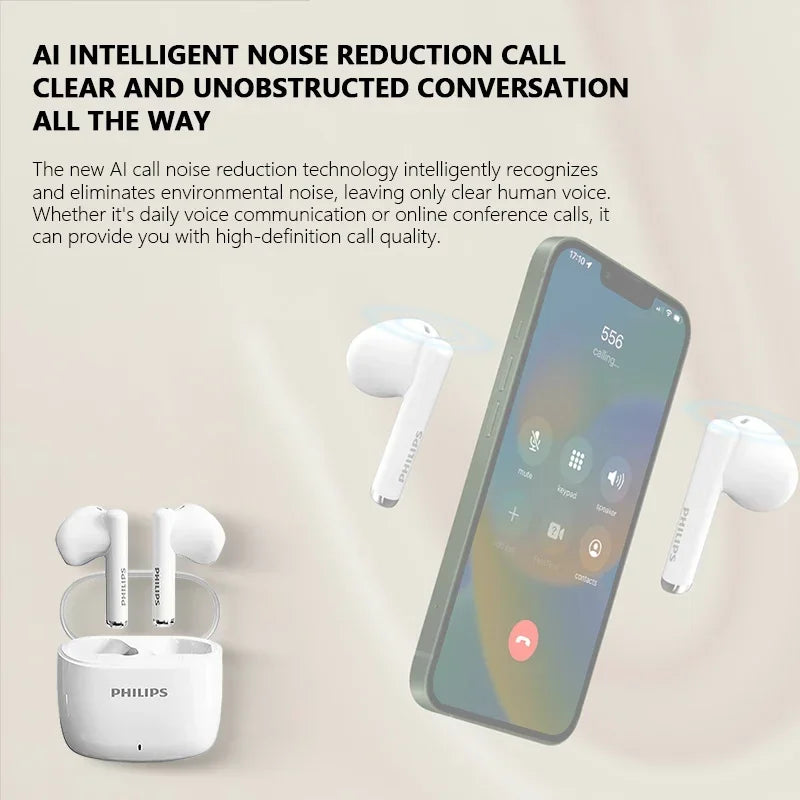 PHILIPS TAT2420 Semi-in-ear Wireless Bluetooth Earphones HIFI Sound Quality Call Noise Reduction Mini Portable Music Headset