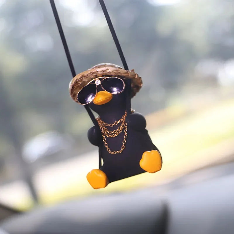 1pc Cute Car Charm Hanging Ornament Cool Swinging Duck Car Accessories for Teens