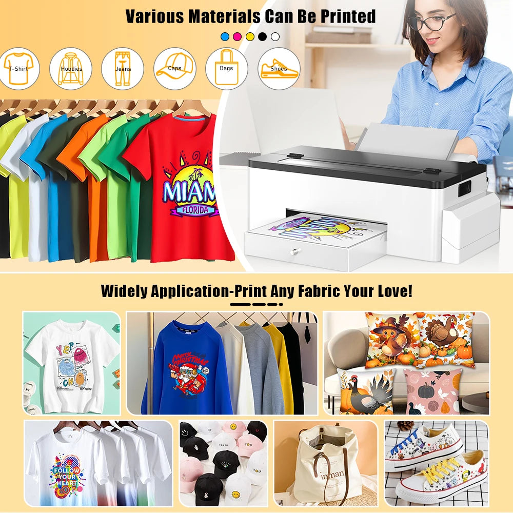 OYfame L1800 impresora dtf A3 Directly To Film dtf a3 textil printer for jeans hoodies clothes fabric tshirt printing machine A3