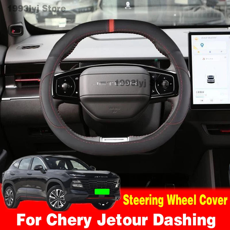 For Chery Jetour Dashing 2022 2023 2024 Steering Wheel Cover Breathable Anti Slip PU Leather Car Accessories