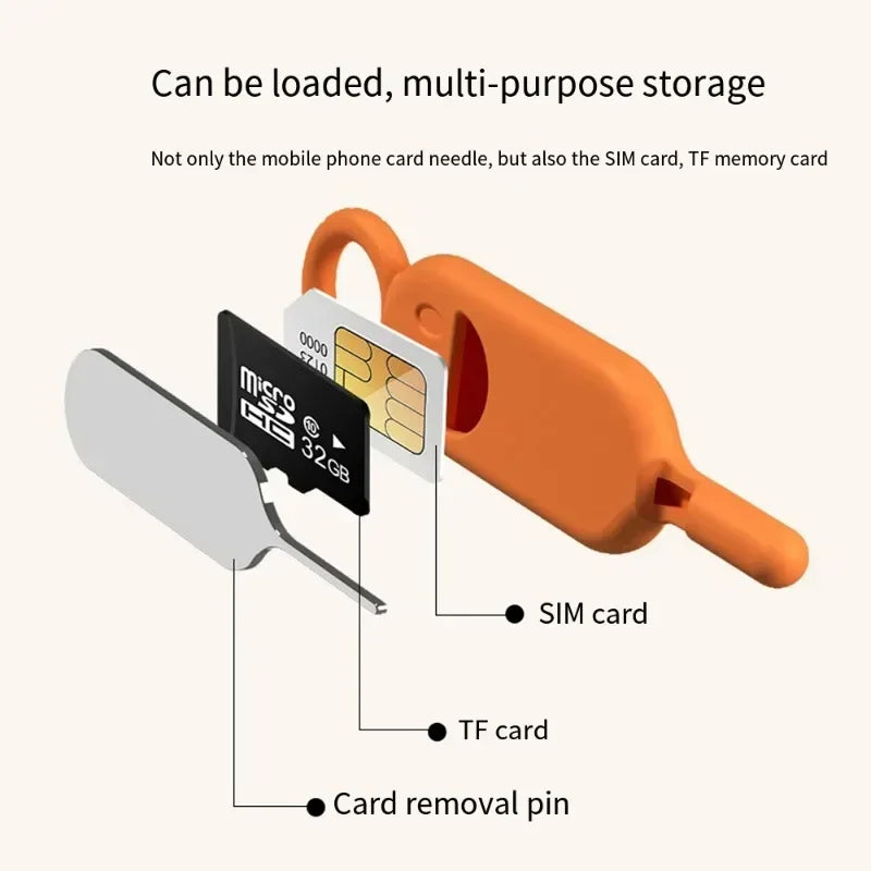 2 IN 1 SIM Card Removal Needle Pin with Protector Holder Anti-Lost Phone SIM Cards Storage Case Tray Ejector Needle Opener
