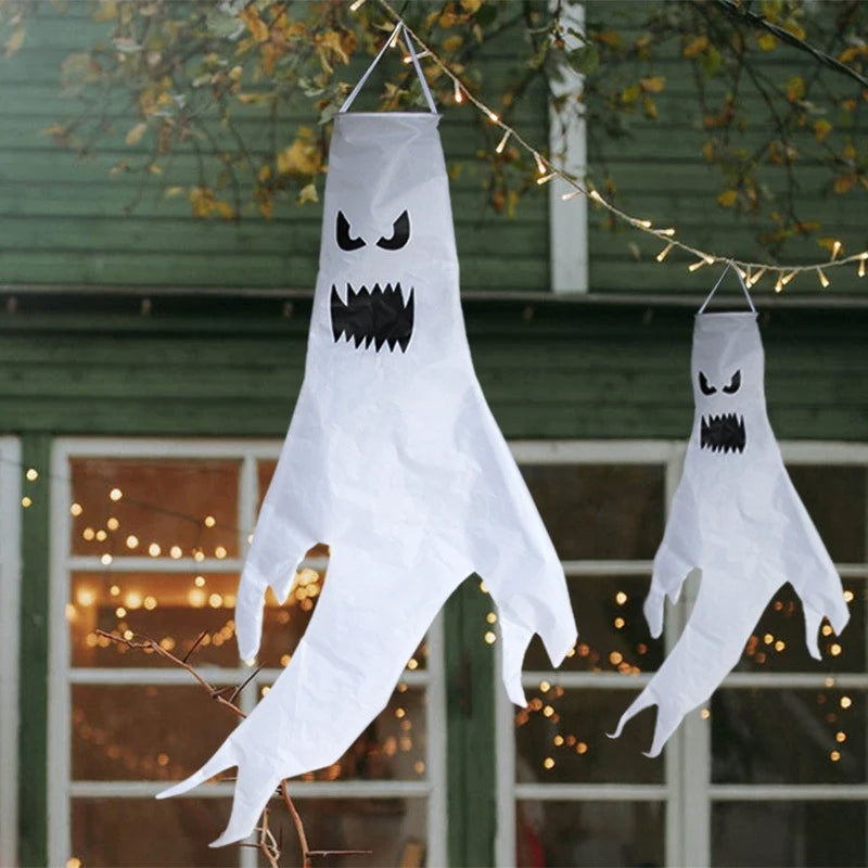 Ghost Lantern Halloween Decoration Hanging Flag Halloween Ghost Windsock Outdoor Pendants The Day of Dead Party Decor