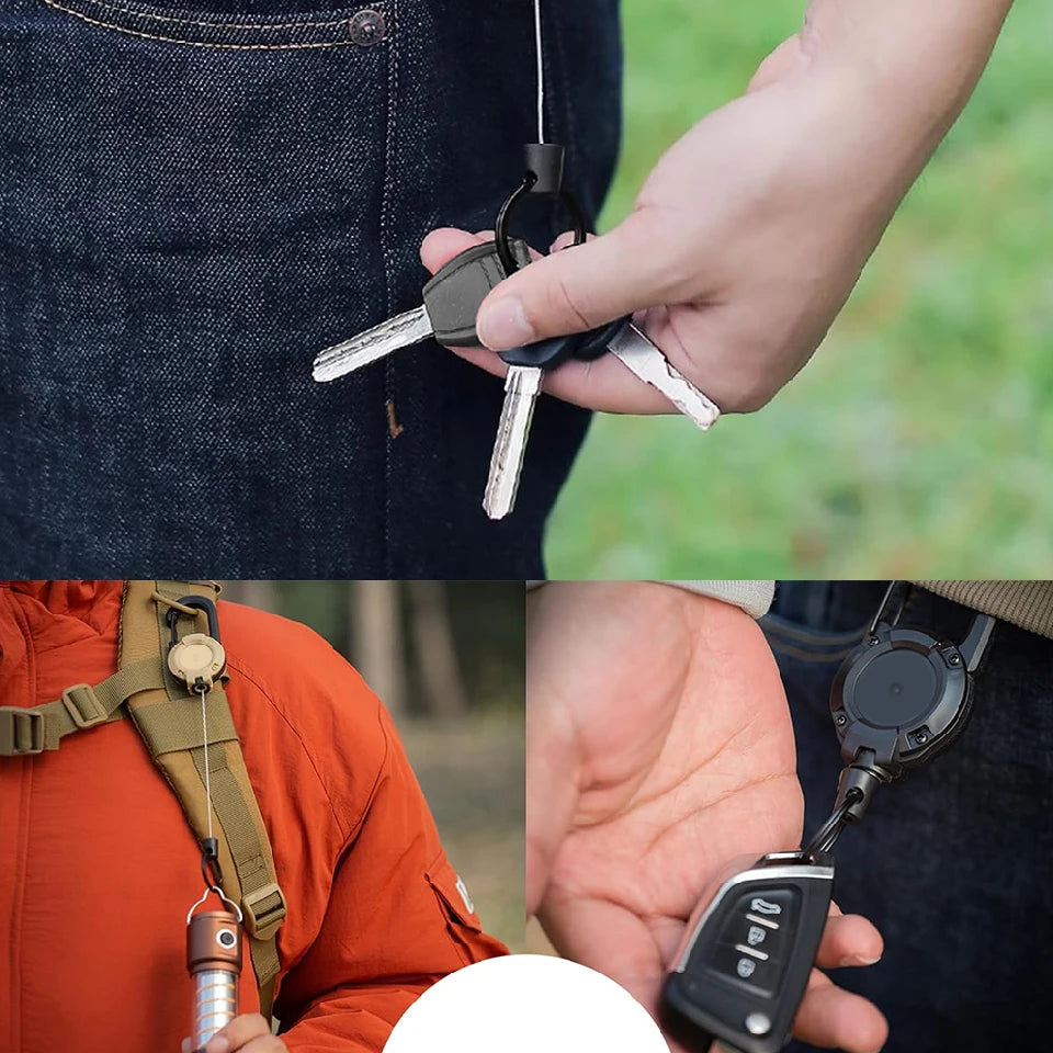 1/3Pcs Automatic Retractable Wire Rope Antitheft Easy-to-pull Buckle Rope Elastic Keychain Sporty Retractable Key Ring Anti Lost