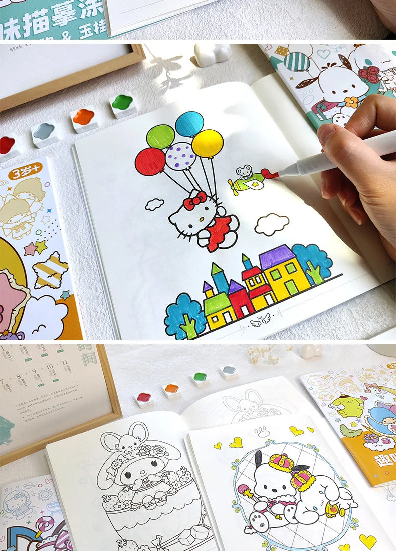 New Sanrio Kuromi Painting Notebook Children'S Sketching Coloring Copy Notebook Elementary School Cartoon Anime Line Draft