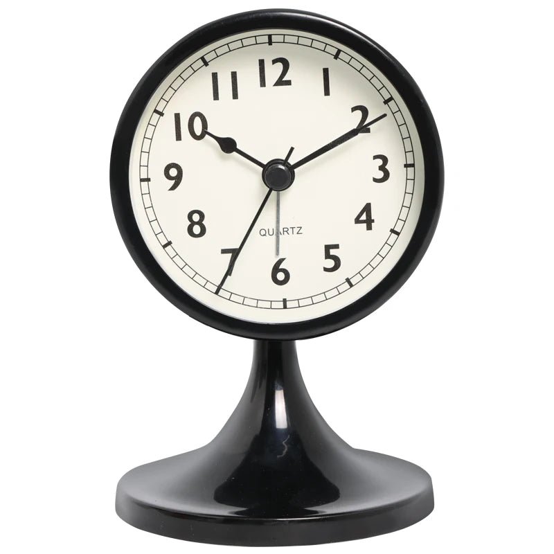 1 piece retro metal quartz alarm clock, silent bedside night light desk clock, home decoration, holiday gift (excluding battery)