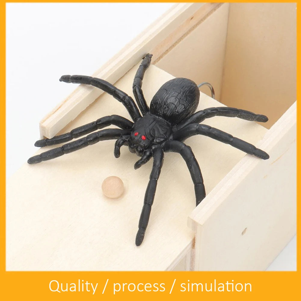 Trick Spider Funny Scare Box Wooden Hidden Box Quality Prank Wooden Scare Box Fun Game Prank Trick Friend Office Toys