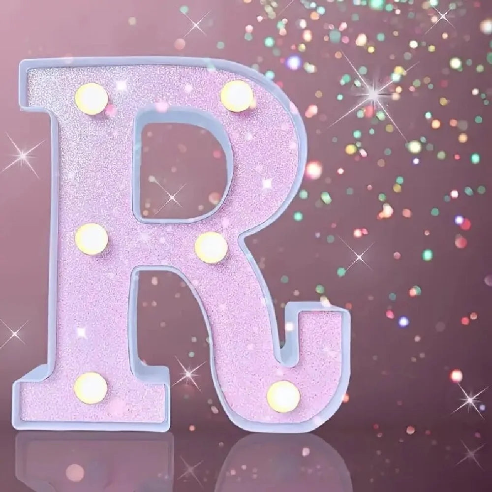 1PC 16cm LED Letter&Number Lights For Wedding,Proposal,Birthday,Party,Photo Props,Battery Powered Pink Glitter Decorative Lights