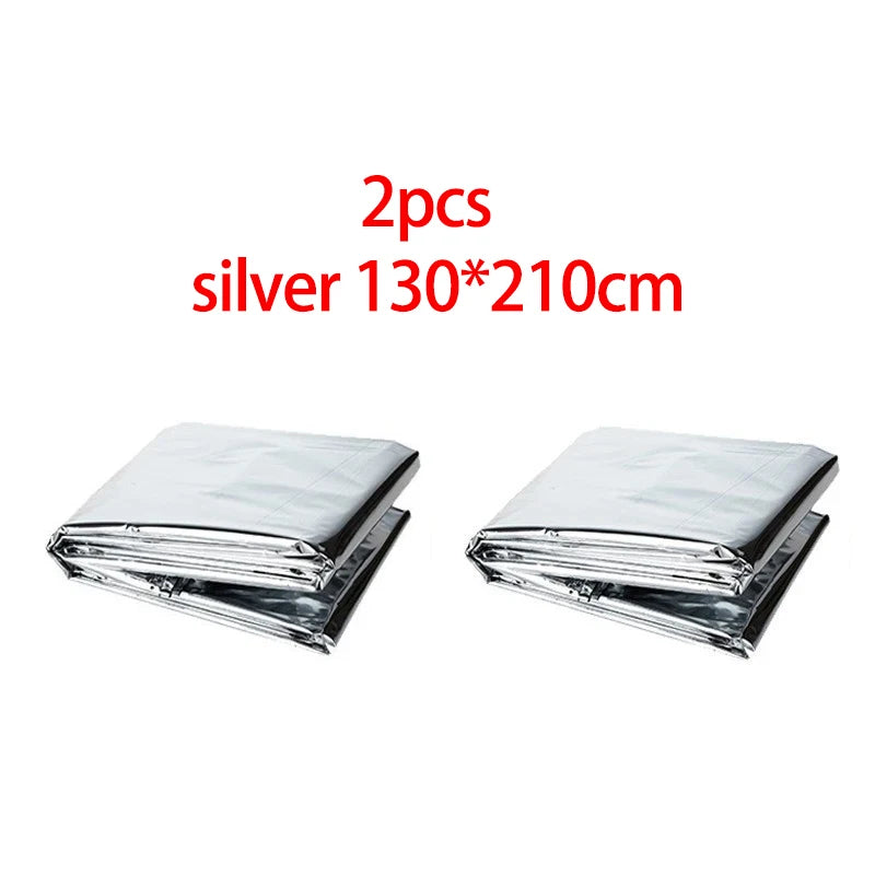 Emergency Thermal Poncho Blanket Lightweight Water-Resistant Windproof Sunshade Reusable First Aid Mat Pad Cover for Camping