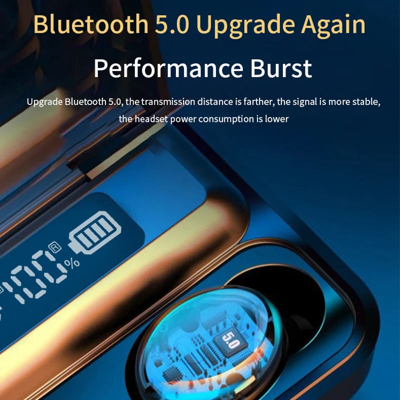 NEW F9 Upgrade TWS Bluetooth Earphones Wireless Headphone 9D Stereo Sports Waterproof Earbuds Headsets With Microphone