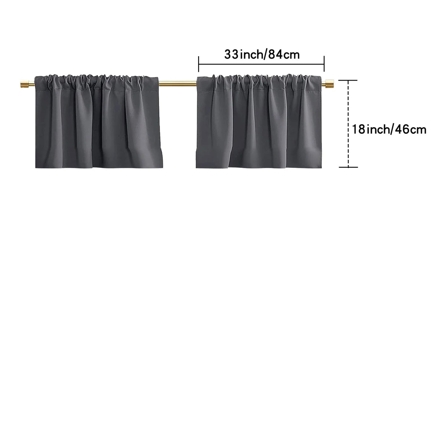 2 Panels Short Curtains for Kitchen RV Curtain Tiers 100% Blackout Drapes Rod Pocket Light Block Privacy Small Window Curtains